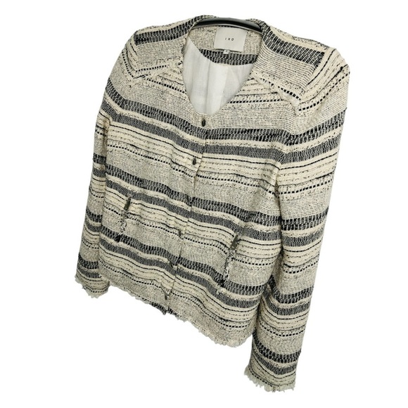 IRO LIZZIE TWEED BLAZER JACKET, CREAM & BLACK, WOMENS SIZE 3 - Picture 4 of 14